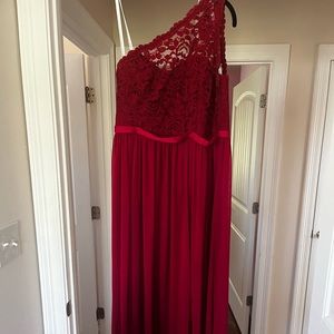 Apple red bridesmaid dress.